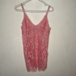 Victoria's Secret Baby Doll Lingerie Top Sheer Floral Lace Romantic Coquette‎ L